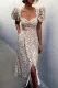 Fashion Vintage Print Slit V Neck A Line Dresses
