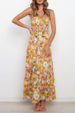 Elegant Floral Fold With Belt Strapless A Line Dresses
