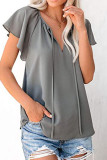Fashion Casual Print Split Joint V Neck Tops