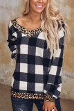 Fashion Casual Print Split Joint V Neck Tops