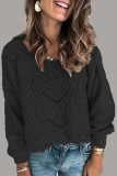 Casual Solid Hollowed Out Patchwork O Neck Tops