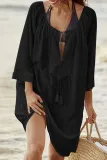 Fashion Vacation Solid Frenulum Swimwears Cover Up