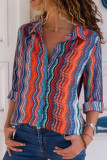 Casual Print V Neck Mid Waist Tops