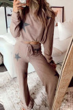 Fashion Living Print Split Joint O Neck Long Sleeve Two Pieces