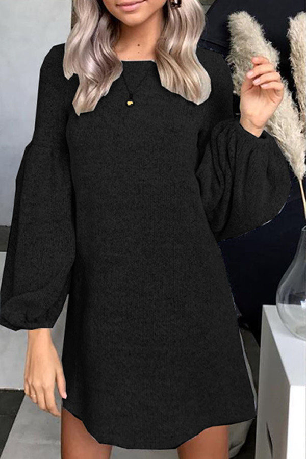 Fashion Street Solid O Neck A Line Dresses