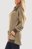 Casual Patchwork Pocket Zipper Turndown Collar Tops