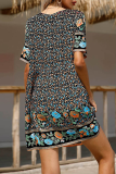 Elegant Floral Buckle V Neck A Line Dresses