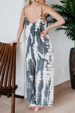 Street Tie Dye Without Belt Spaghetti Strap Loose Jumpsuits