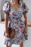 Fashion Casual Print Split Joint Square Collar A Line Dresses