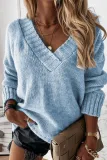 Fashion Casual Solid Patchwork V Neck Tops