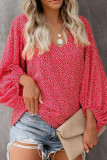 Fashion Casual Print Split Joint V Neck Tops