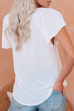 Fashion Casual Print Split Joint V Neck Tops