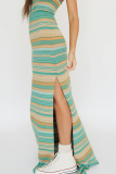 Street Striped Slit Regular Type A Full Print Bottoms