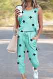 Casual The stars Frenulum O Neck Sleeveless Two Pieces