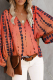 Elegant Print Floral Basic V Neck Tops