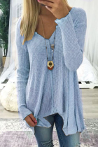 Casual Solid Patchwork V Neck Tops