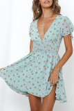 Fashion Street Print Split Joint V Neck A Line Dresses