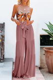 Casual Solid Bandage Loose High Waist Wide Leg Solid Color Bottoms