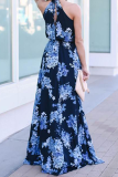Fashion Elegant Floral Frenulum High Opening Halter A Line Dresses