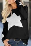 Casual Print Patchwork O Neck Mid Waist Tops