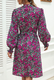 Fashion Elegant Floral Split Joint Frenulum O Neck A Line Dresses