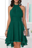 Fashion Street Solid Split Joint Halter A Line Dresses