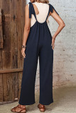 Daily Simplicity Solid Bandage Loose Jumpsuits
