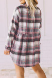 Casual Plaid Buckle Buttons Turndown Collar Tops