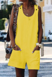 Fashion Casual Solid Patchwork O Neck Loose Rompers
