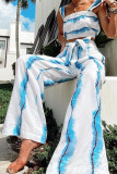 Fashion Street Striped Patchwork Spaghetti Strap Sleeveless Two Pieces