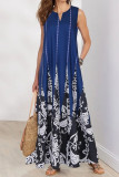 Casual Bohemian Print Pocket O Neck A Line Dresses