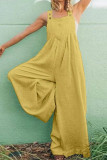 Fashion Casual Solid Split Joint Spaghetti Strap Loose Jumpsuits