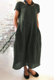 Casual Street Solid Pocket O Neck Short Sleeve Dress Dresses