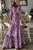 Bohemian College Floral Frenulum V Neck Printed Dresses(6 Colors)