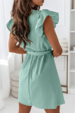 Fashion Street Solid Patchwork V Neck A Line Dresses
