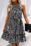 Fashion Street Print Frenulum O Neck A Line Dresses