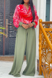 Sweet Striped Patchwork Pocket Fold V Neck Long Sleeve Two Pieces