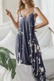 Fashion Casual Print Spaghetti Strap Loose Jumpsuits
