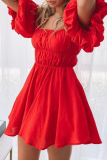 Fashion Elegant Solid Split Joint Fold Off the Shoulder A Line Dresses