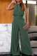 Casual Solid Hollowed Out Backless O Neck Regular Jumpsuits