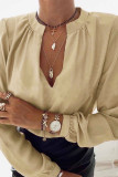 Fashion British Style Solid V Neck Tops