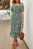 Fashion Street Print Split Joint Off the Shoulder A Line Dresses