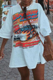 Casual Street Print Patchwork O Neck T-Shirts