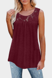 Casual Patchwork Lace Hollowed Out O Neck T-Shirts