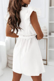 Fashion Street Solid Patchwork V Neck A Line Dresses