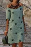 Casual Print Printing O Neck A Line Dresses