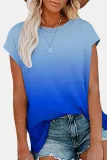 Casual Street Gradual Change Split Joint Pocket O Neck T-Shirts