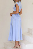 Sweet Elegant Solid Hollowed Out Mandarin Collar A Line Dresses(9 Colors)