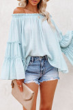 Street Solid Fold Off the Shoulder Tops