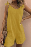 Fashion Sportswear Solid Frenulum O Neck Loose Rompers
